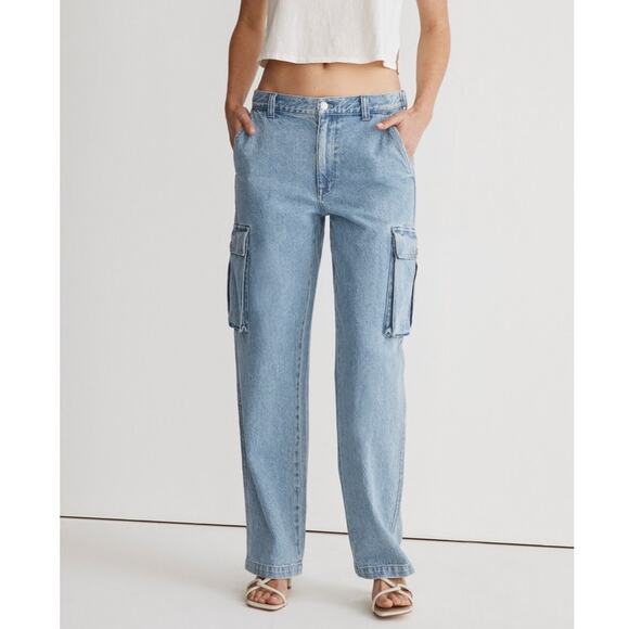 Madewell Low-Slung Straight Cargo Jeans in Coleman Wash NK883 Size 23 - Picture 2 of 12